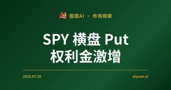 2026年7月20日美股深度解析:SPY横盘下净Put权利金激增,机构是在防范地缘风险还是经济衰退?