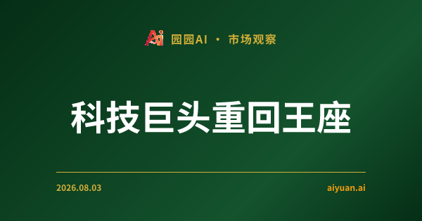 科技巨头重回王座:亚马逊市值突破3万亿,AI成长股上演“暴力回补”
